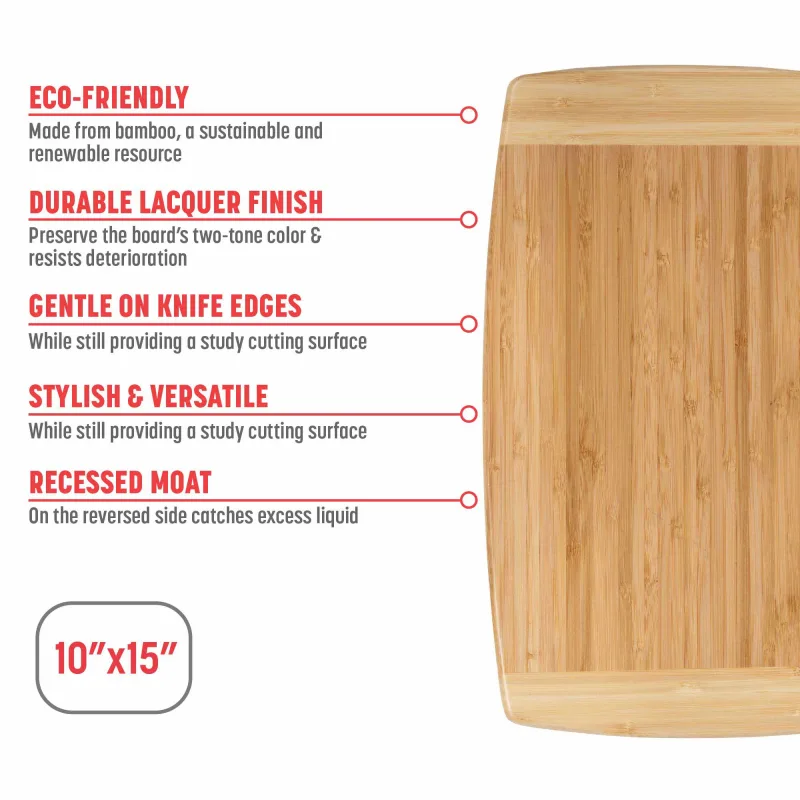 Large Burnished Bamboo Cutting Board, 10x15-Inch