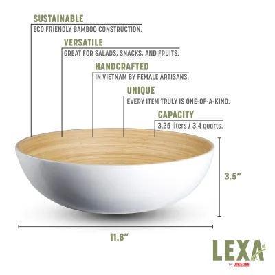 Lexa Bamboo Salad Bowl, 12 Inch