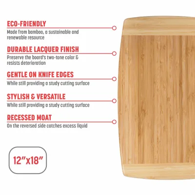 Extra Large Burnished Bamboo Cutting Board, 12x18-Inch