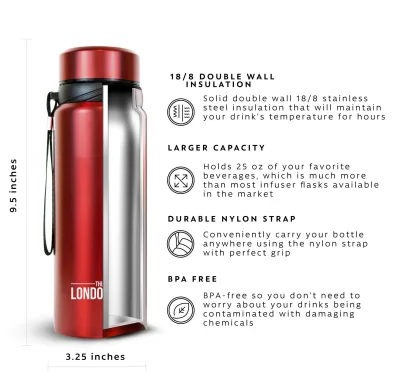 Tea Infuser Bottle 2-Pack, 25 Ounce