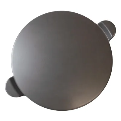 Glazed Round Pizza Stone with Handles, 13-Inch, Grey