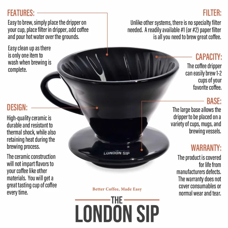 Ceramic Coffee Dripper, Black