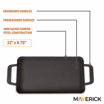 22-Inch Preseasoned Carbon Steel Griddle