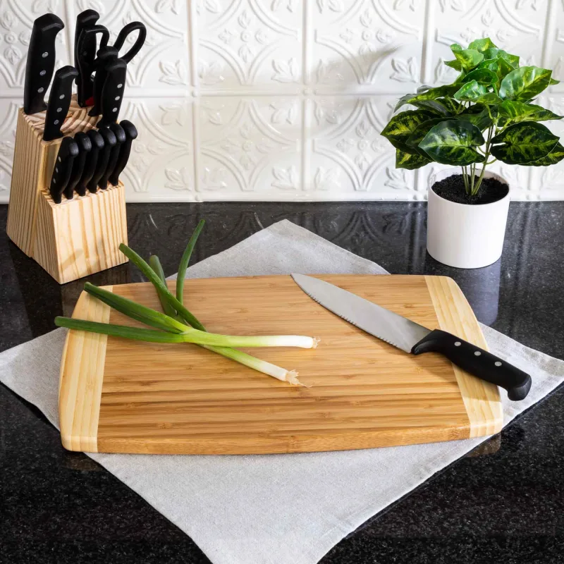 Extra Large Burnished Bamboo Cutting Board, 12x18-Inch