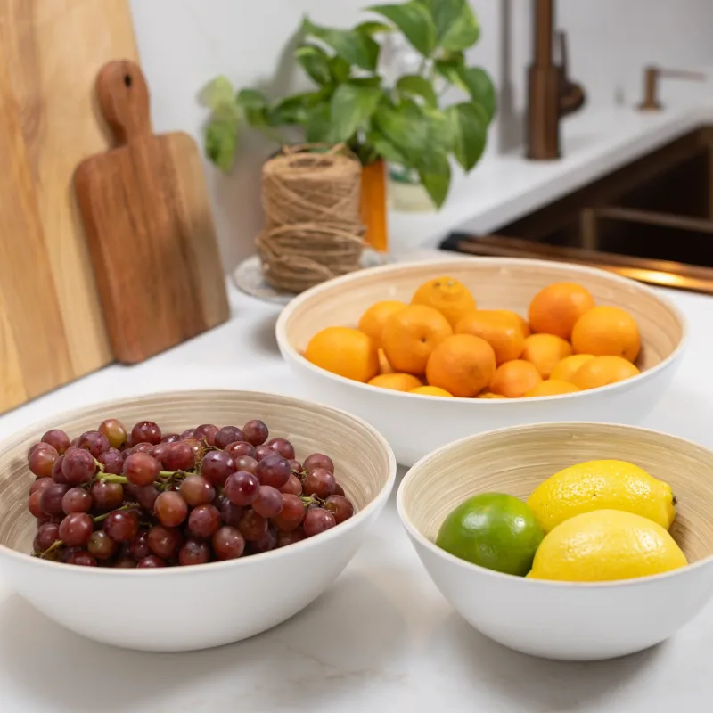 Lexa Bamboo 3-Piece Bowl Set, 12, 10, 8 Inch