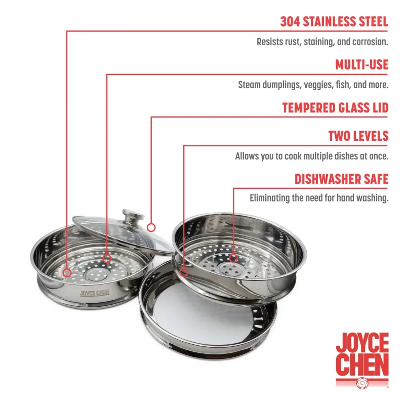 2-Tier Stainless Steel Steamer, 10-inch