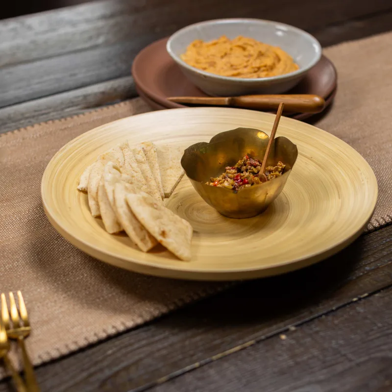 Lexa Bamboo Footed Plate, 12 Inch