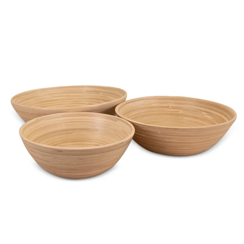 Lexa Bamboo 3-Piece Bowl Set, 12, 10, 8 Inch