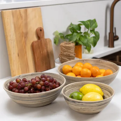 Lexa Bamboo 3-Piece Bowl Set, 12, 10, 8 Inch