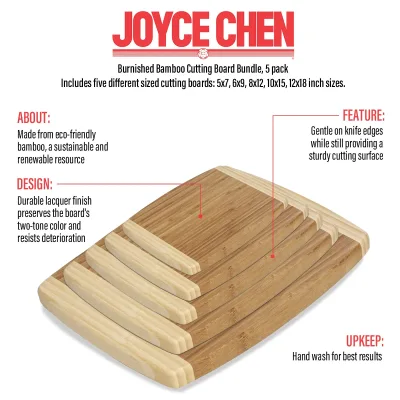 Burnished Bamboo Cutting Board Bundle, 5 pack