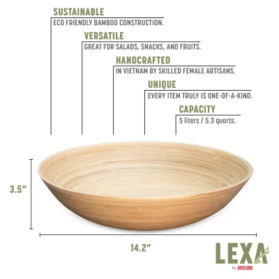Lexa Bamboo Salad Bowl, 14 Inch