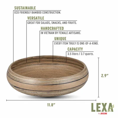 Lexa Bamboo Fruit Bowl, 12 Inch