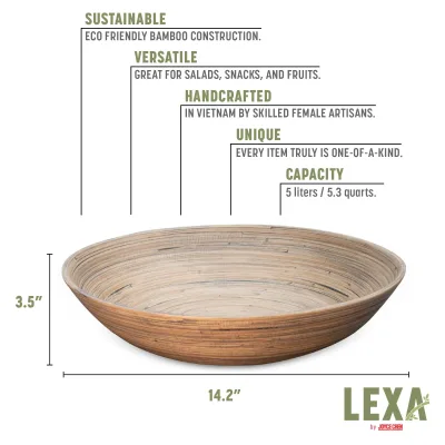 Lexa Bamboo Salad Bowl, 14 Inch