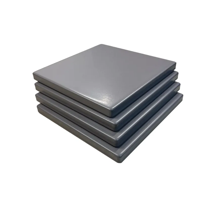Glazed Cordierite Square Pizza Stone 4 Piece Set, 7.5x7.5-Inch, Grey